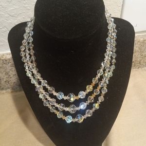 Vintage 3 strand crystal necklace